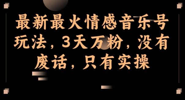 最新最火情感音乐号玩法,3天万粉,没有废话,只有实操-康仁安网创