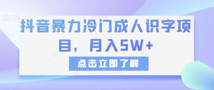 抖音暴力冷门成人识字项目,月入5W+【揭秘】-康仁安网创