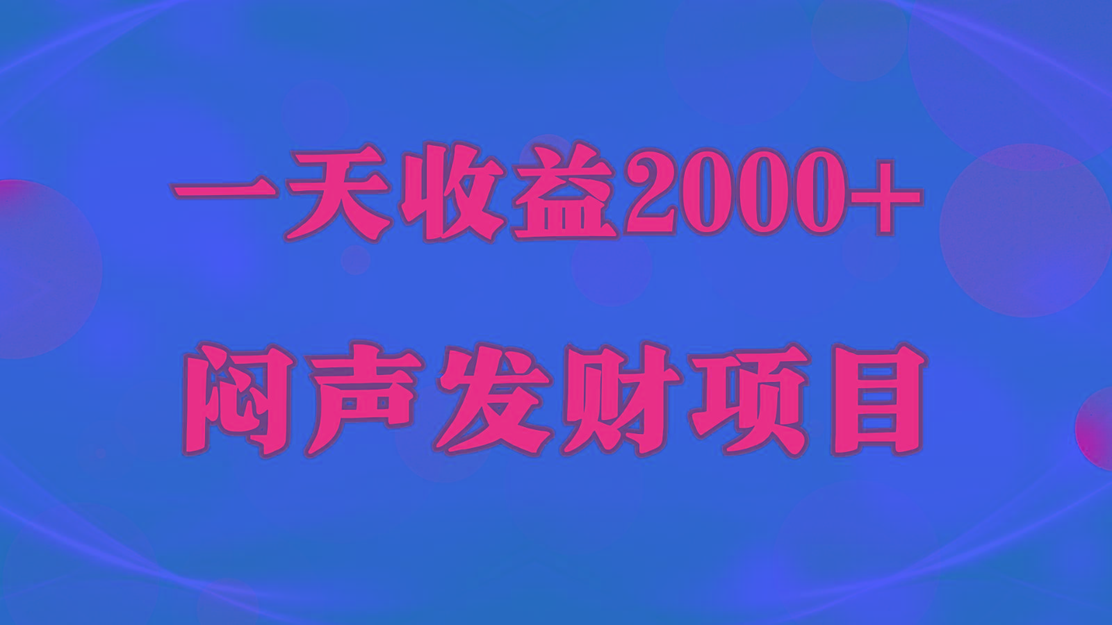 闷声发财，一天收益2000+，到底什么是赚钱，看完你就知道了-康仁安网创