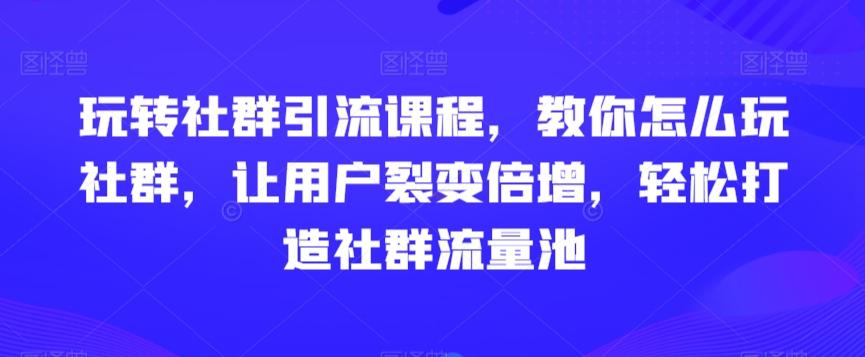 玩转社群引流课程,教你怎么玩社群,让用户裂变倍增,轻松打造社群流量池-康仁安网创
