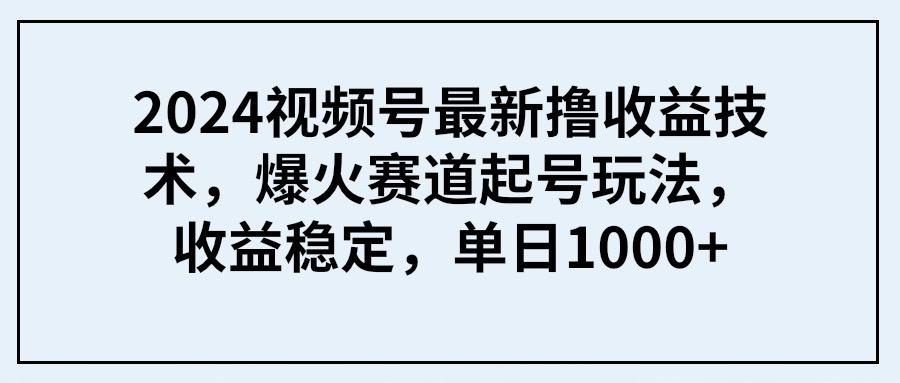 (9651期) 2024视频号最新撸收益技术,爆火赛道起号玩法,收益稳定,单日1000+-康仁安网创