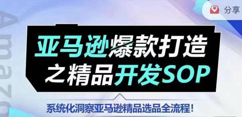 【训练营】亚马逊爆款打造之精品开发SOP，系统化洞察亚马逊精品选品全流程-康仁安网创
