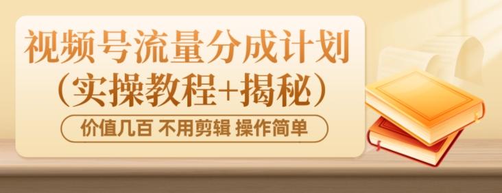价值几百上千不用剪辑简单操作视频号流量分成计划(实操教程+揭秘)-康仁安网创