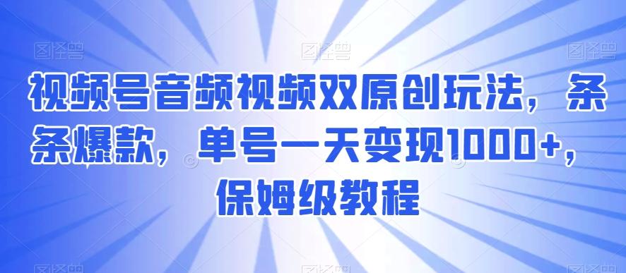 视频号音频视频双原创玩法,条条爆款,单号一天变现1000+,保姆级教程【揭秘】-康仁安网创