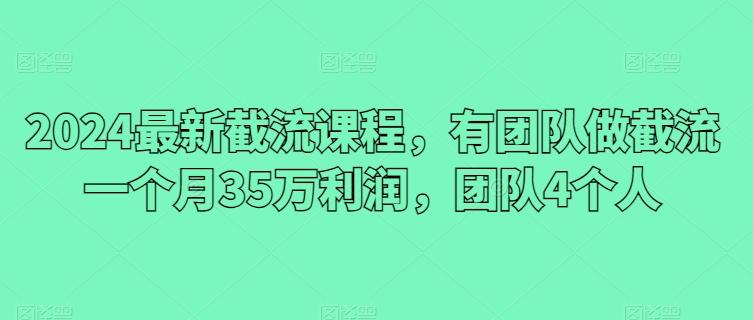 2024最新截流课程,有团队做截流一个月35万利润,团队4个人-康仁安网创