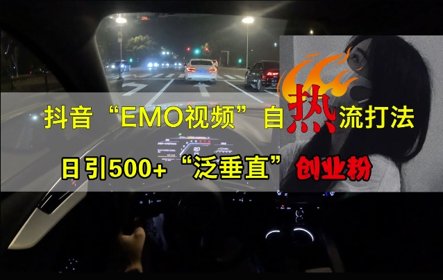 抖音EMO视频自热打法，日引500+“泛垂直”创业粉-康仁安网创