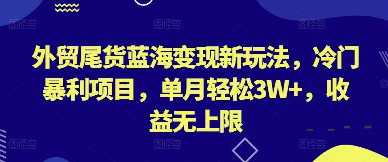 外贸尾货蓝海变现新玩法,冷门暴利项目,单月轻松3W+,收益无上限【揭秘】-康仁安网创
