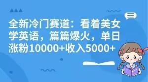全新冷门赛道：看着美女学英语，篇篇爆火，单日涨粉10000+收入5000+-康仁安网创