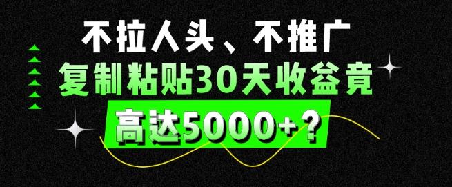 不拉人头、不推广,复制粘贴30天收益竟高达5000+?-康仁安网创