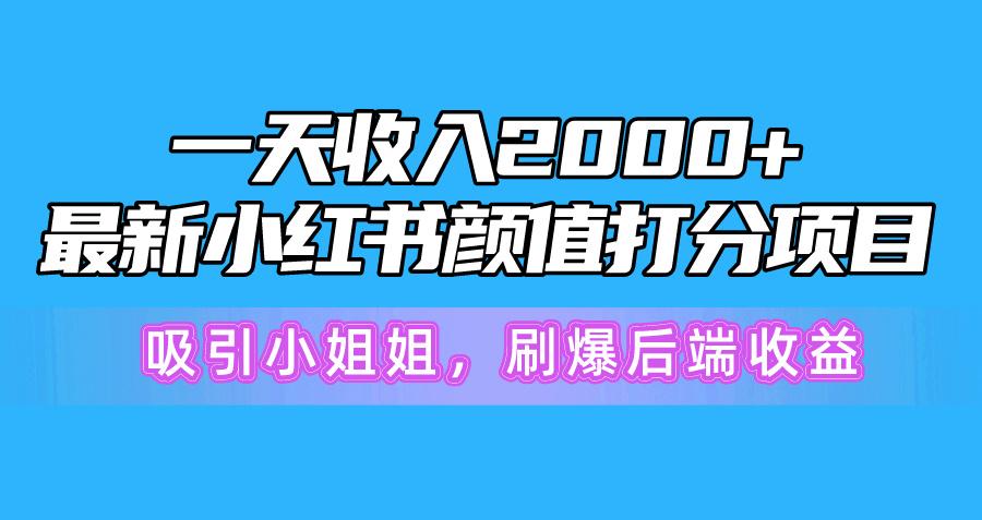 一天收入2000+，最新小红书颜值打分项目，吸引小姐姐，刷爆后端收益-康仁安网创