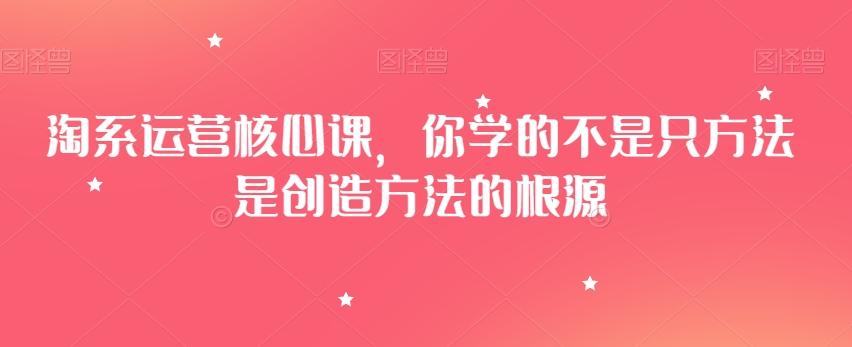 淘系运营核心课,你学的不是只方法是创造方法的根源-康仁安网创