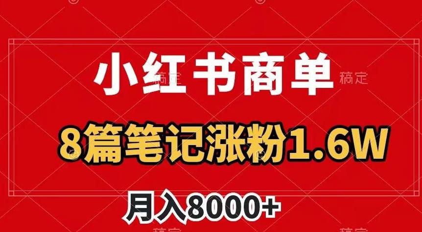 小红书商单最新玩法,8篇笔记涨粉1.6w,作品制作简单,月入8000+【揭秘】-康仁安网创