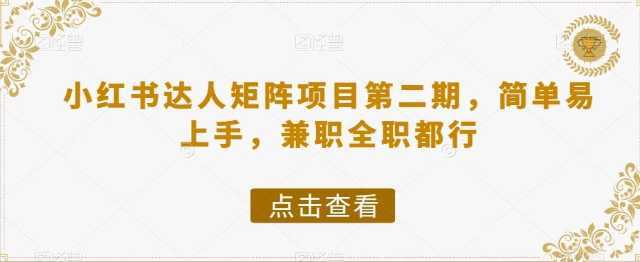 小红书达人矩阵项目第二期,简单易上手,兼职全职都行-康仁安网创
