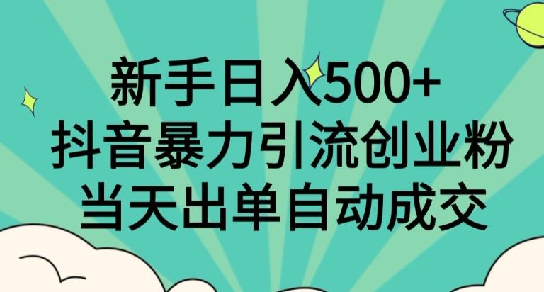 新手日入500+，抖音暴力引流创业粉，当天出单自动成交-康仁安网创