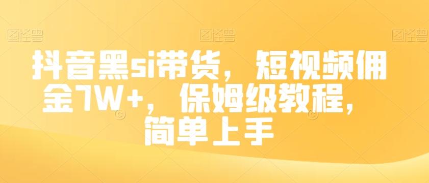 抖音黑si带货，短视频佣金7W+，保姆级教程，简单上手【揭秘】-康仁安网创