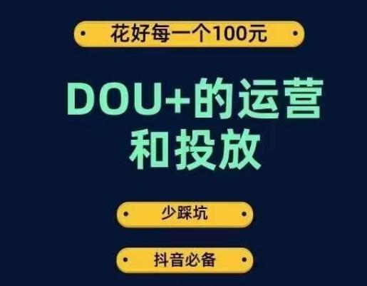 DOU+的运营和投放，花1条DOU+的钱，成为DOU+的投放高手，少走弯路不采坑-康仁安网创
