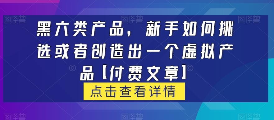黑六类虚拟产品，新手如何挑选或者创造出一个虚拟产品【付费文章】-康仁安网创