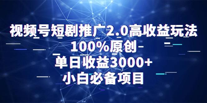 视频号短剧推广2.0高收益玩法,100%原创,单日收益3000+,小白必备项目-康仁安网创