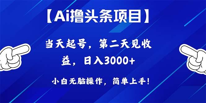 Ai撸头条，当天起号，第二天见收益，日入3000+-康仁安网创