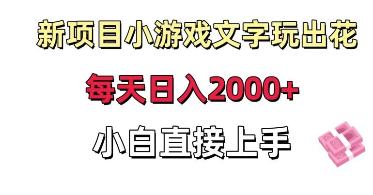 新项目小游戏文字玩出花日入2000+,每天只需一小时,小白直接上手【揭秘】-康仁安网创