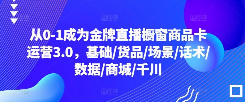 从0-1成为金牌直播橱窗商品卡运营3.0,基础/货品/场景/话术/数据/商城/千川-康仁安网创