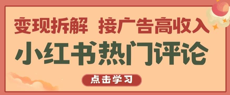 小红书热门评论，变现拆解，接广告高收入【揭秘 】-康仁安网创
