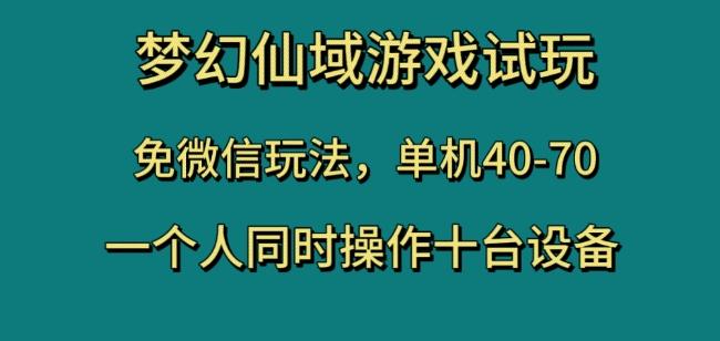 梦幻仙域游戏试玩,免微信玩法,单机40-70,一个人同时操作十台设备【揭秘】-康仁安网创