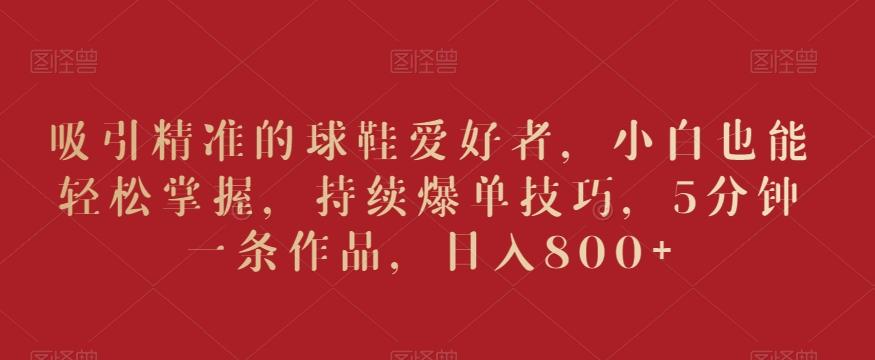 吸引精准的球鞋爱好者,小白也能轻松掌握,持续爆单技巧,5分钟一条作品,日入800+【揭秘】-康仁安网创