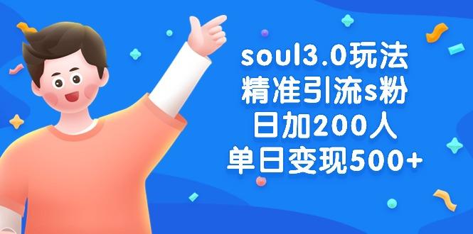 soul3.0玩法精准引流s粉，日加200人单日变现500+-康仁安网创