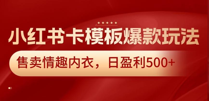 小红书卡模板爆款玩法，售卖情趣内衣，日盈利500+【揭秘】-康仁安网创