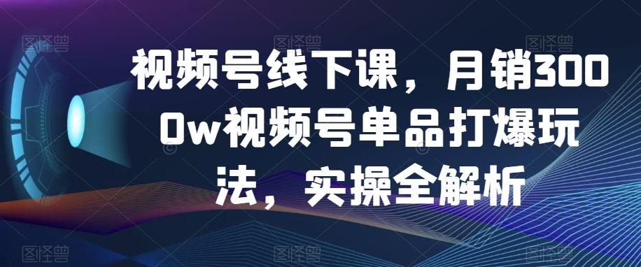 视频号线下课,月销3000w视频号单品打爆玩法,实操全解析-康仁安网创