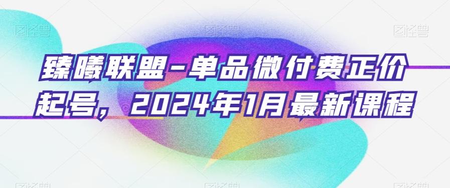 臻曦联盟-单品微付费正价起号,2024年1月最新课程-康仁安网创