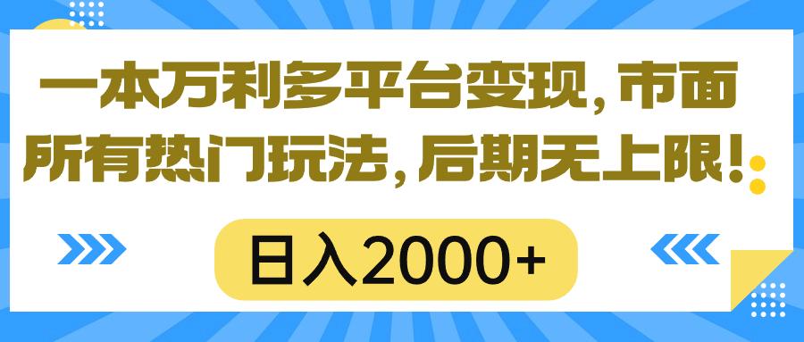 一本万利多平台变现，市面所有热门玩法，日入2000+，后期无上限！-康仁安网创