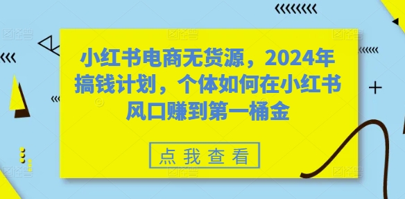 小红书电商无货源,2024年搞钱计划,个体如何在小红书风口赚到第一桶金-康仁安网创