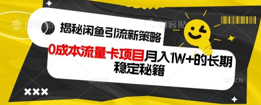 揭秘闲鱼引流新策略：0成本流量卡项目，月入1W+的长期稳定秘籍-康仁安网创
