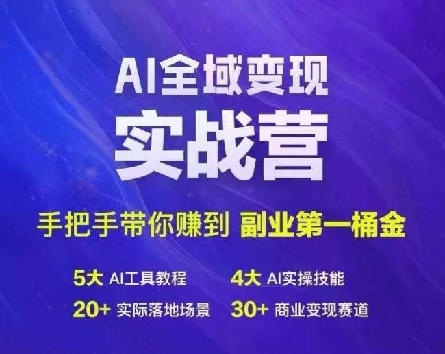 Ai全域变现实战营，手把手带你赚到副业第1桶金-康仁安网创