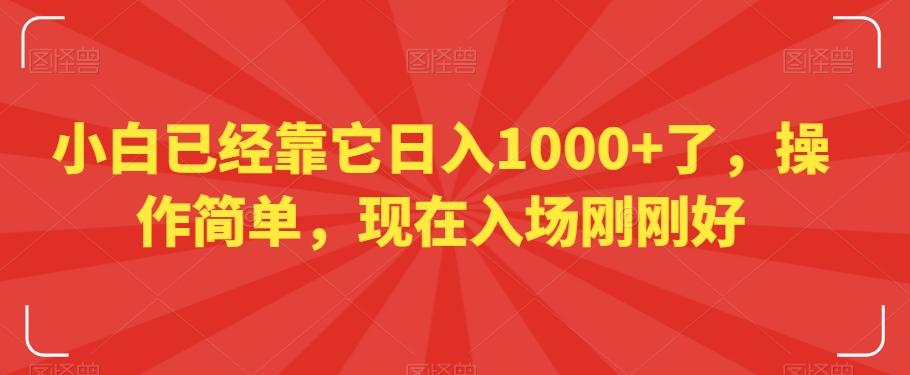 小白已经靠它日入1000+了,操作简单,现在入场刚刚好【揭秘】-康仁安网创