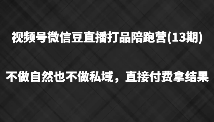 视频号微信豆直播打品陪跑(13期),不做不自然流不做私域,直接付费拿结果-康仁安网创