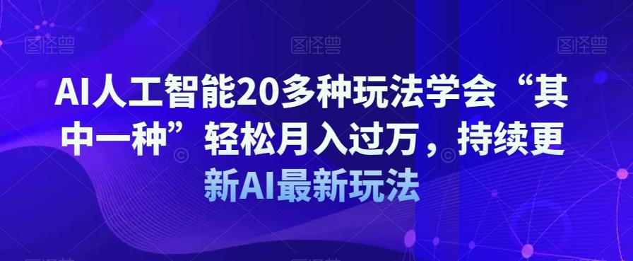 AI人工智能20多种玩法学会“其中一种”轻松月入过万,持续更新AI最新玩法-康仁安网创