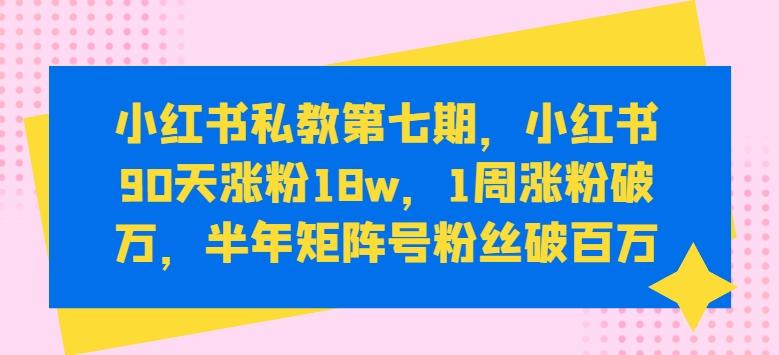 小红书私教第七期，小红书90天涨粉18w，1周涨粉破万，半年矩阵号粉丝破百万-康仁安网创