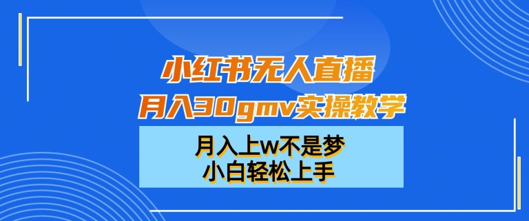 小红书无人直播月入30gmv实操教学,月入上w不是梦,小白轻松上手【揭秘】-康仁安网创