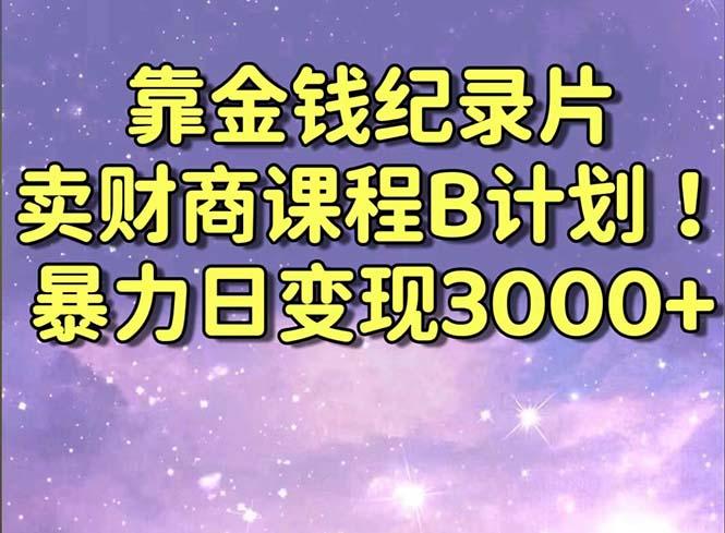 靠金钱纪录片卖财商课程B计划！暴力日变现3000+，喂饭式干货教程！-康仁安网创