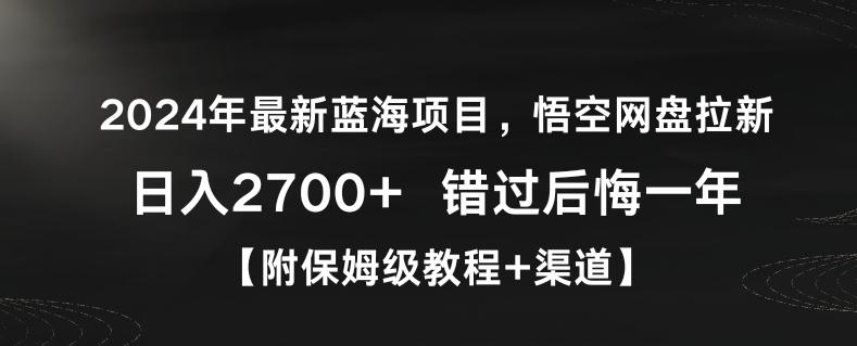 2024年最新蓝海项目，悟空网盘拉新，日入2700+错过后悔一年【附保姆级教程+渠道】【揭秘】-康仁安网创