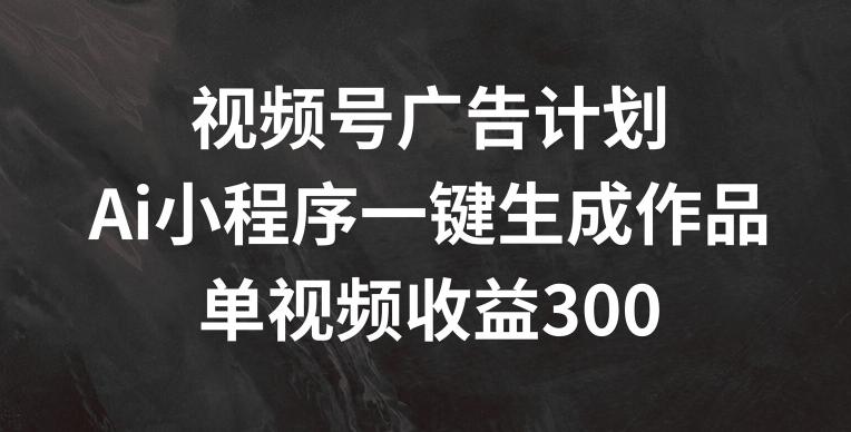 视频号广告计划,AI小程序一键生成作品, 单视频收益300+【揭秘】-康仁安网创