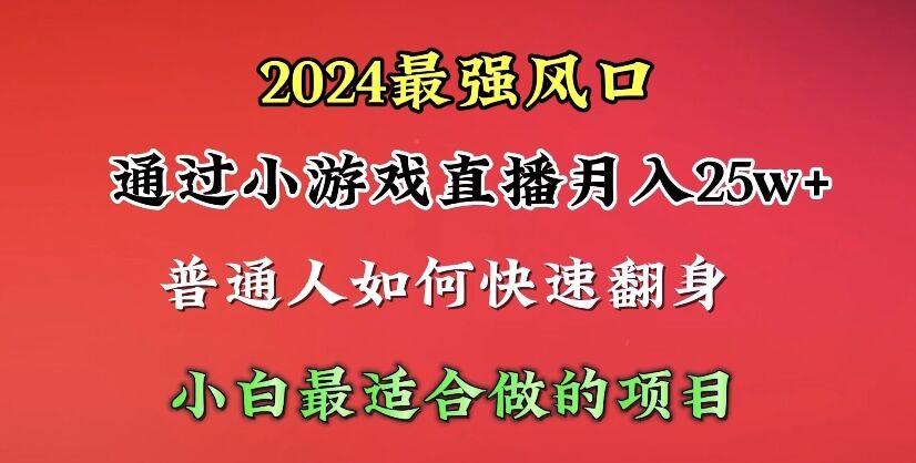 (10020期)2024年最强风口,通过小游戏直播月入25w+单日收益5000+小白最适合做的项目-康仁安网创