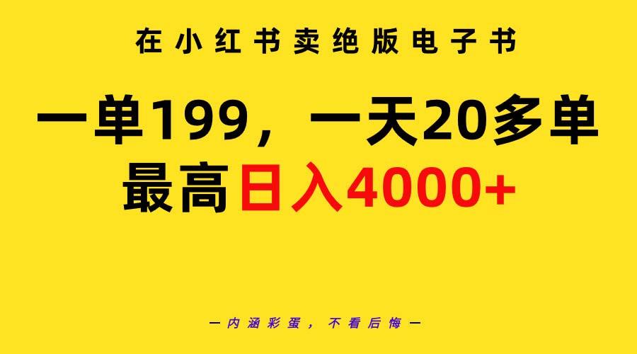 (9401期)在小红书卖绝版电子书，一单199 一天最多搞20多单，最高日入4000+教程+资料-康仁安网创