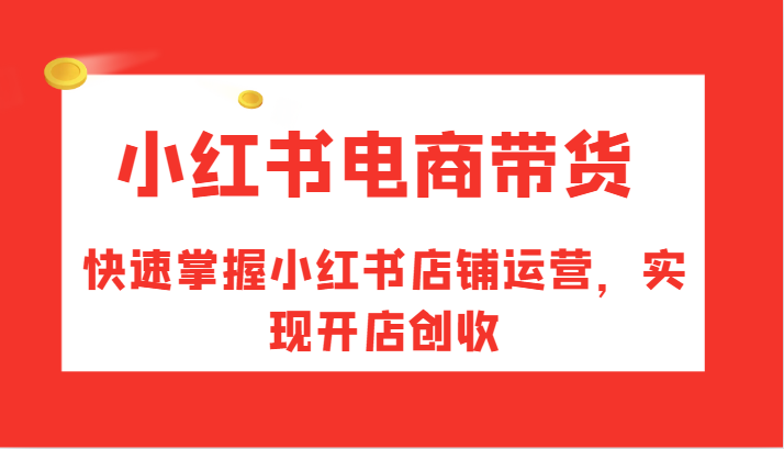 小红书电商带货,快速掌握小红书店铺运营,实现开店创收-康仁安网创