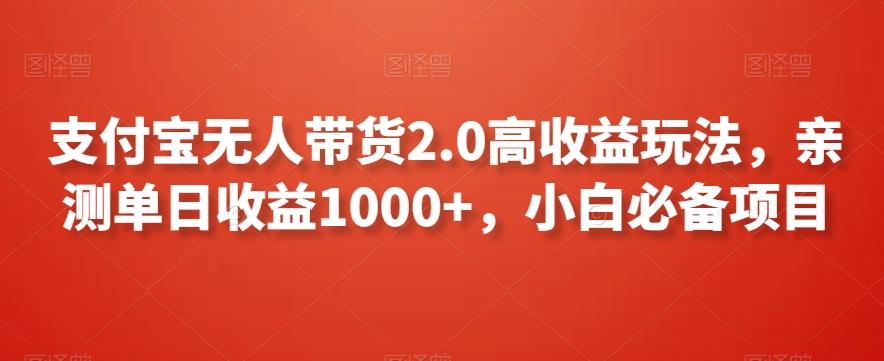 支付宝无人带货2.0高收益玩法,亲测单日收益1000+,小白必备项目【揭秘】-康仁安网创