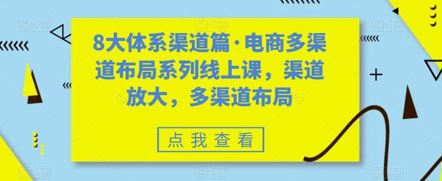 8大体系渠道篇·电商多渠道布局系列线上课，渠道放大，多渠道布局-康仁安网创