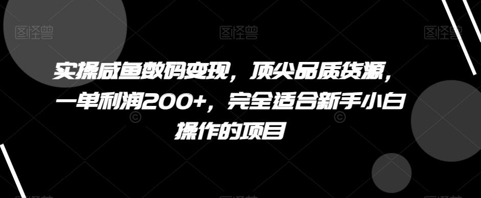 实操咸鱼数码变现,顶尖品质货源,一单利润200+,完全适合新手小白操作的项目【揭秘】-康仁安网创